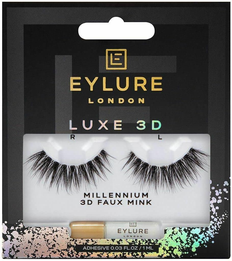 Eylure Luxe 3D Millennium False Lashes Mink Effect Reusable Lash Glue Included
