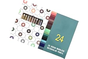 24Pcs Woodless Watercolor Pencil for Artist Student Coloring Painting Journaling 24 Color Water-Soluble Coloring Pencil Water