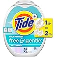 Tide PODS Free and Gentle Odor Refresh Laundry Detergent Pacs, 45 Count, Hypoallergenic Laundry Detergent Pacs