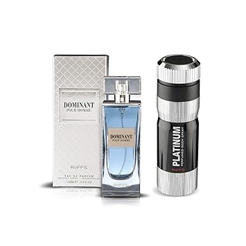 COMBO Riiffs Dominant Pour Homme Eau de Parfum - 100 ml FOR MEN + Riiffs Platinum Deo, Perfumed Body Spray, 200ml FOR MEN