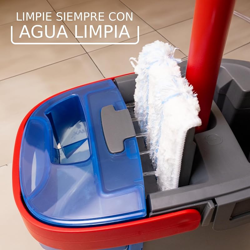 H2Pro Sistema de Mopa Plana, Microfibra Gris y Azul