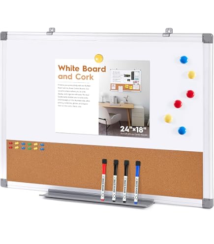 Quartet Dry Erase Calendar Board 17" X 23" - Magnetic Whiteboard & Cork Combo With Black Frame - View #10
