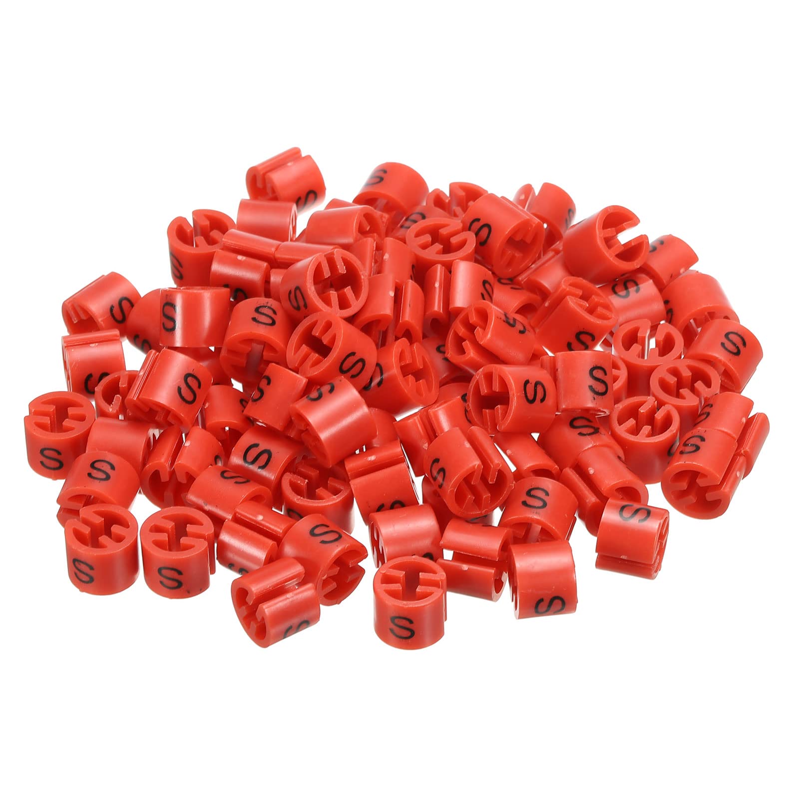 PATIKIL Clothes Hanger Marker S Size Fit Hanger Rod for Garment Color Coding Red, Pack of 100