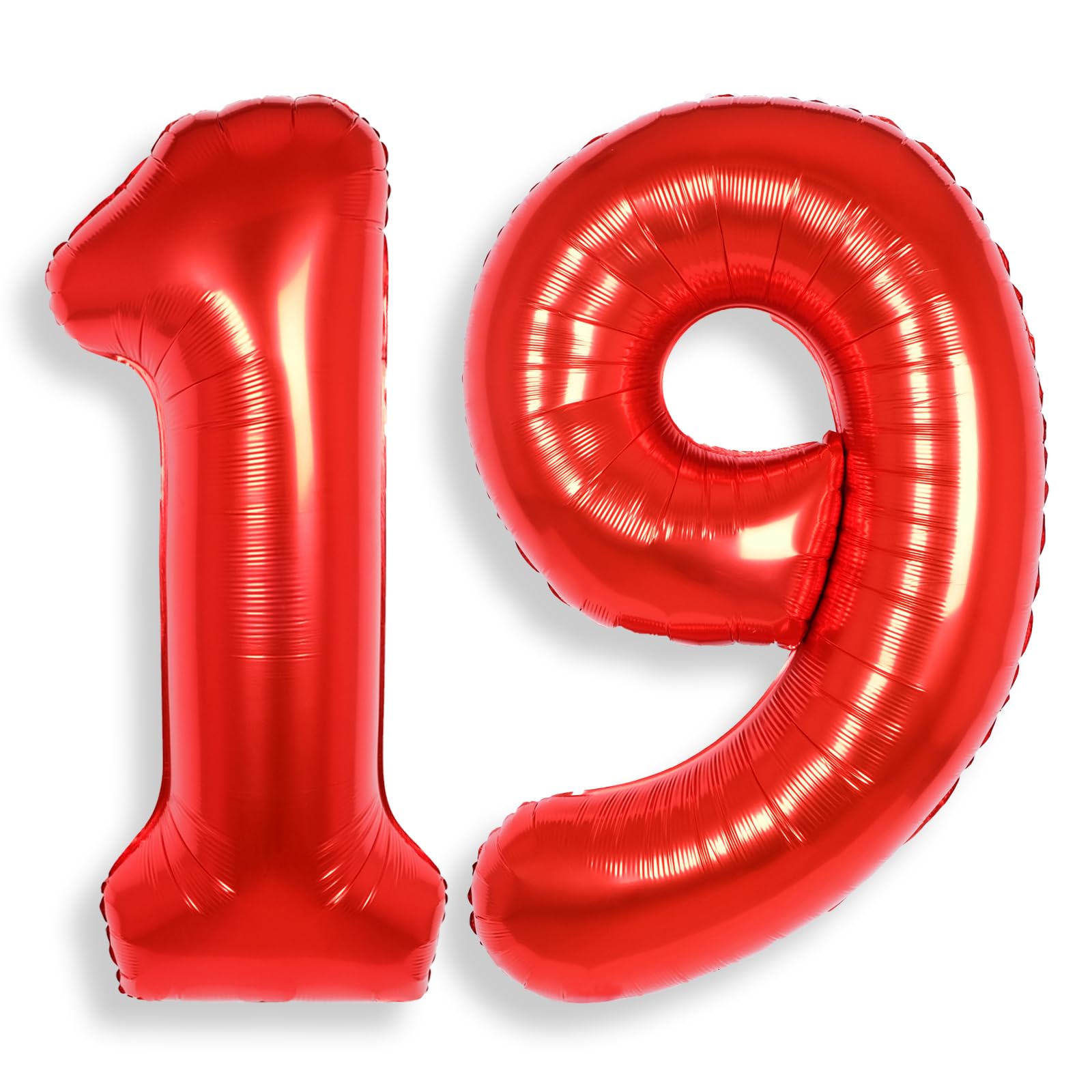 Photo 1 of AULE 40 Inch Big Red Foil 19 Number Balloons for Girl Large 19th Happy Birthday Decorations Giant Huge Helium Mylar 91 Anniversary Party Decor