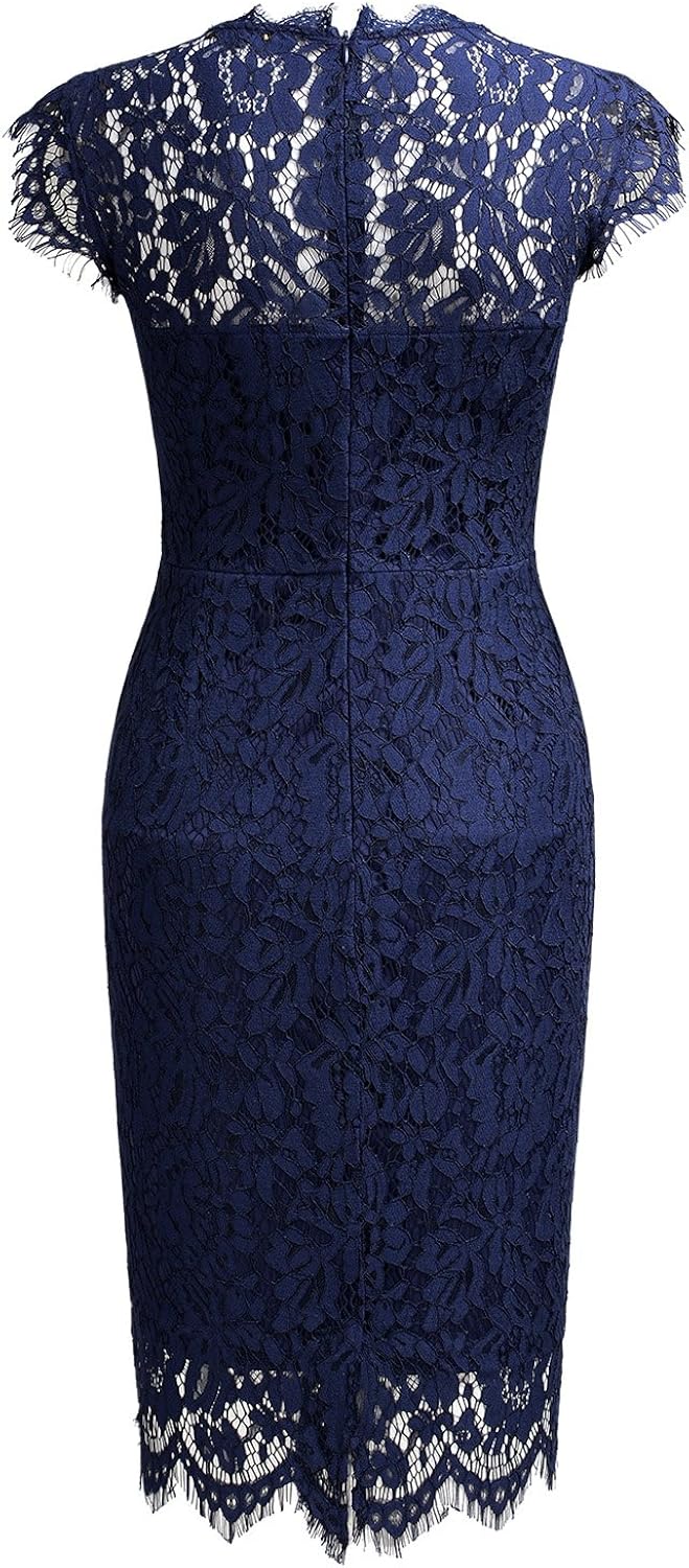 Miusol Women's Retro Floral Lace Slim Evening Cocktail Mini Dress: Clothing
