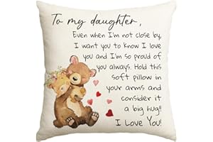 AVOIN colorlife to My Daughter Throw Pillow Cover, 18 x 18 Inch Christmas Daughter Gift Lady Girls Birthday Cushion Case from Mum Dad