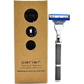 Parker 42M Mach3 Compatible Razor, Graphite All-Metal Brass Frame | Graphite All-Metal Razor With Brass Frame And Textured Grip; Accepts All Gillette Mach3 Cartridge Refills