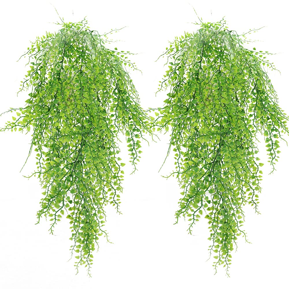 PLCatis Trailing Artificial Hanging Plants 2PCS Decorative Fake Plants 82cm Add Lush Greenery Fejka Hanging Plant Plastic Ivy Garland Artificial Rose Vines for Wall Indoor Outdoor Basket Wedding Decor