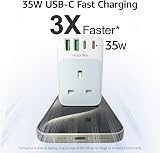 toomke UK to India Plug Adapter 1 UK Socket 4 USB PD 35W Type D view 2