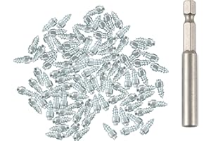 Car Tire Spikes - Wheel Studs Tire Cleats | 100X Screw Stud with Installation Tool, Tungsten Steel Snow Spikes, Studs for SUV