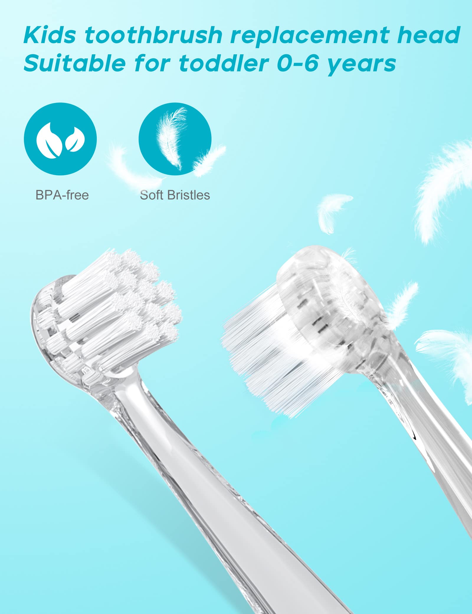 SEAGO Baby and Kids Electric Toothbrush Replacement Heads SG-849 for 513，2139 ，977 - Pack of 4 (025+037