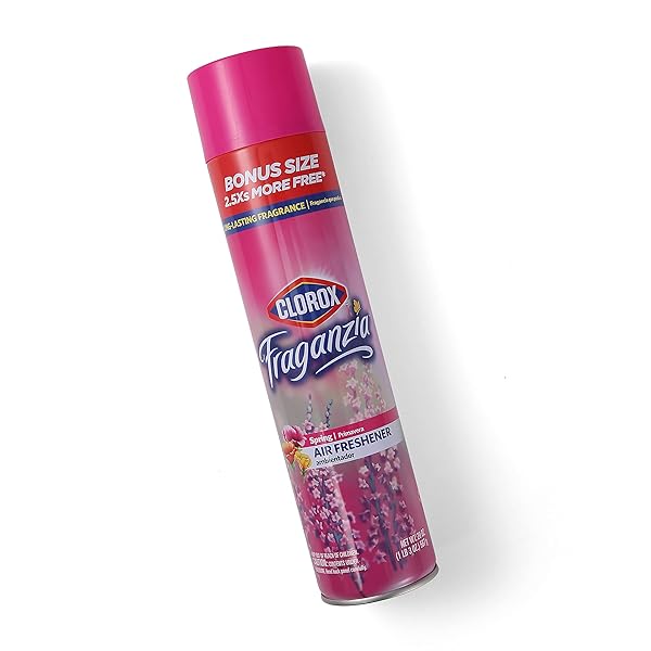 CLOROX FRAGANZIA AEROSOL AIR FRESHENER IN SPRING SCENT | LONG-LASTING AIR FRESHENER SPRAY FROM CLOROX| 20 OZ BONUS SIZE | ROOM AIR FRESHENER SPRAY AEROSOL