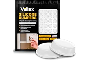 Vellax Self Adhesive Cabinet Door Bumpers - 45 pcs Sticky Silicone Clear Sound Dampening Rubber Bumpers - Cabinet Bumpers for Wall Protection, Kitchen Furniture, Decor, Drawer Stops