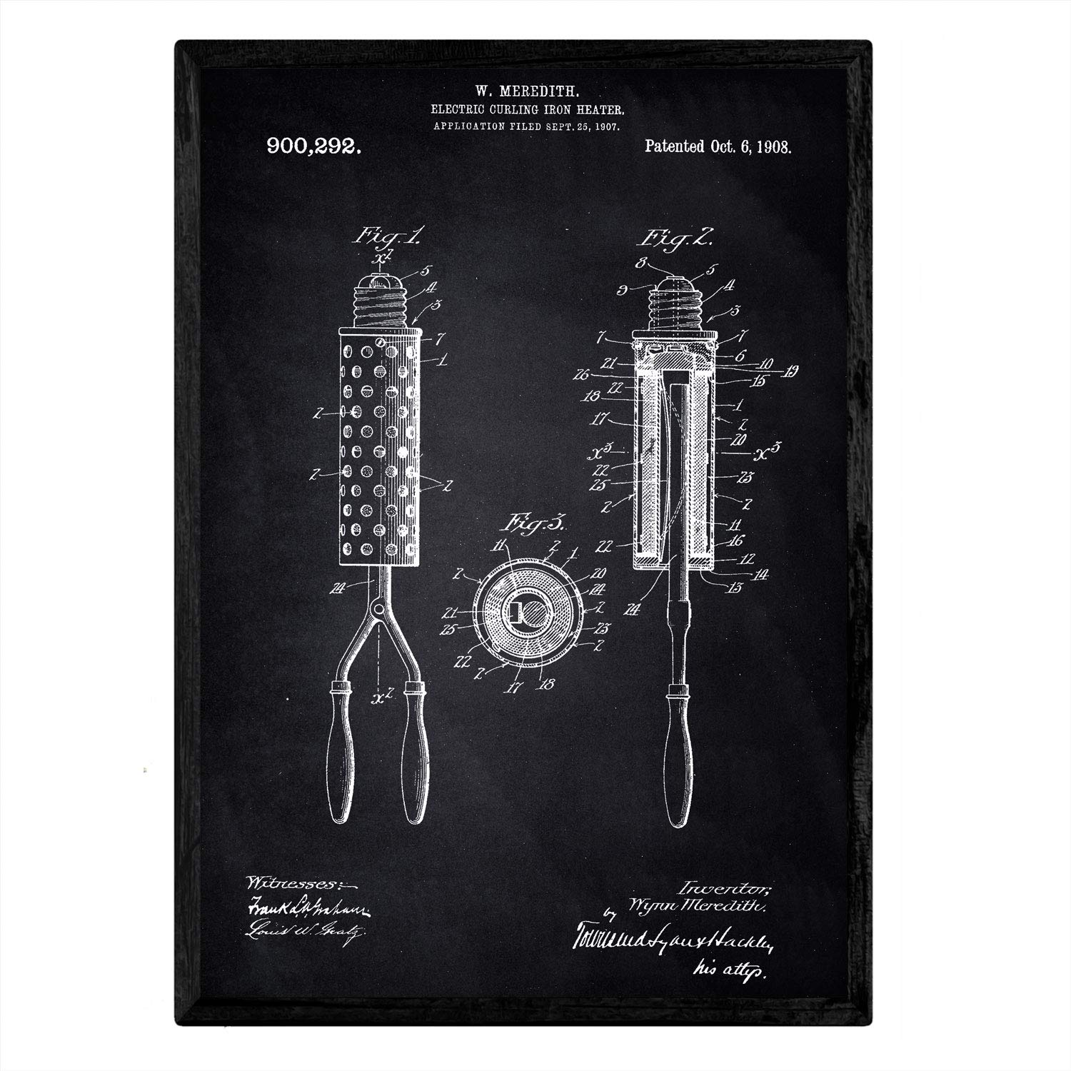 Nacnic Poster with patent styler. Sheet with old design patent A3 size with black background