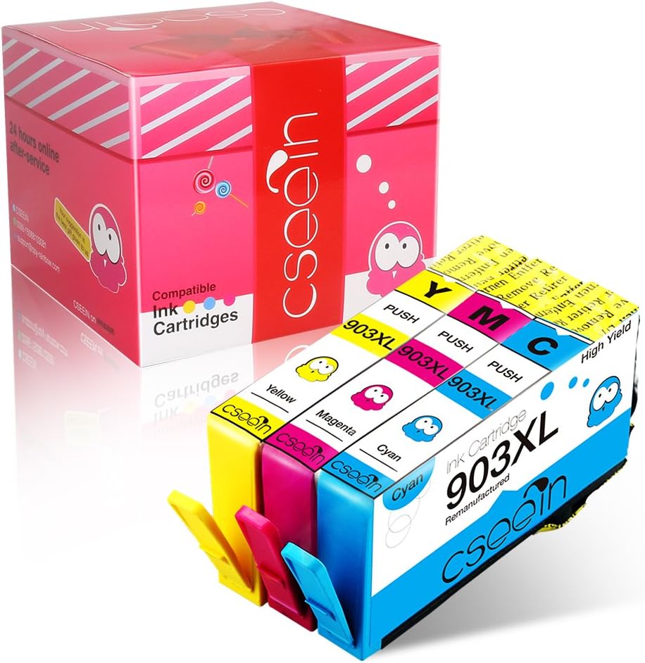 Cseein 3X Remanufactured HP 903 Ink Cartridges (1 903 Cyan, 1 903 Magenta, 1 903 Yellow) Replacement Compatible for HP OfficeJet 6950 6970 6960 Printer