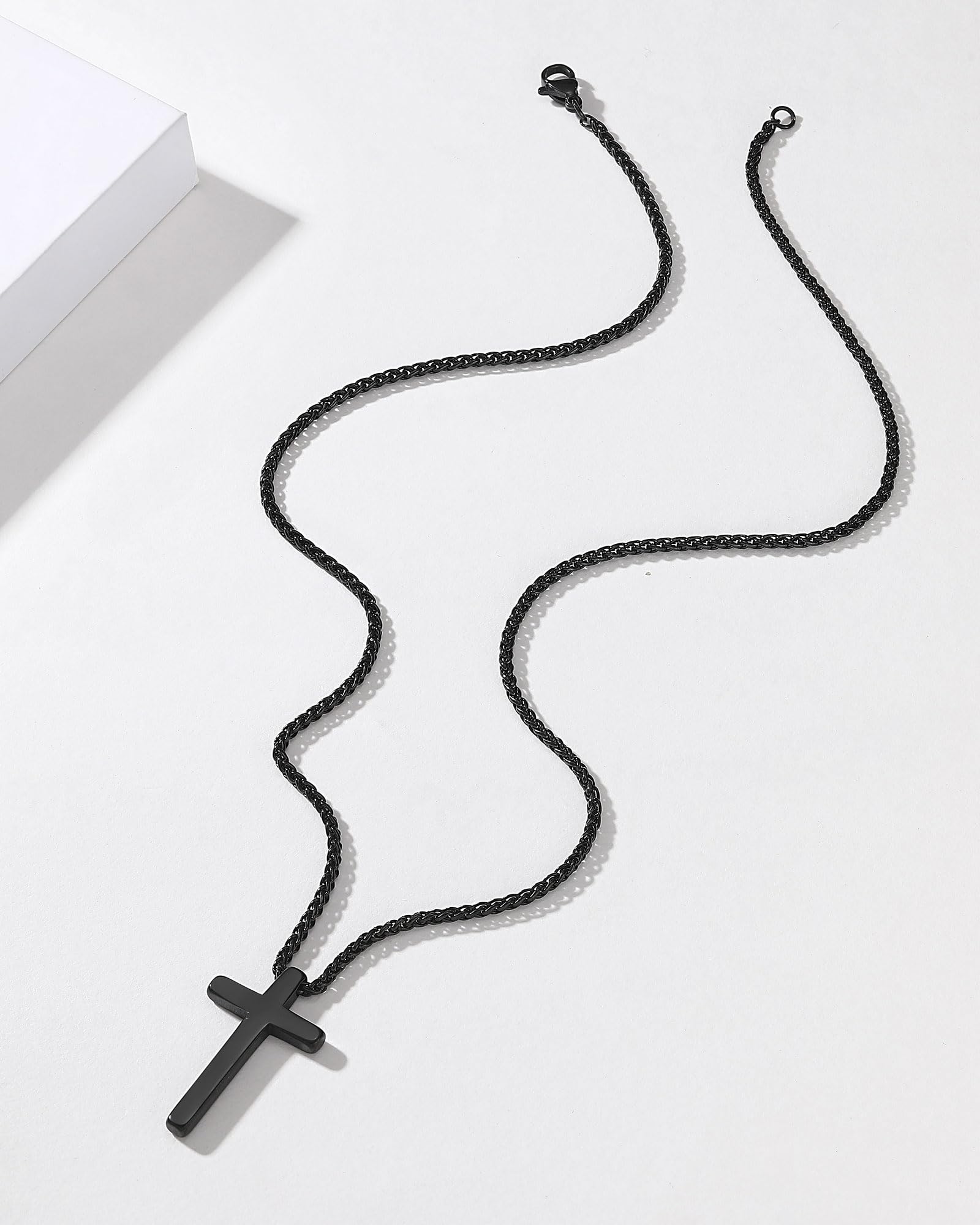 Happy Birthday Gifts for Boys 8-18 Years Old, Black Cross Necklace with Bible Verse Joshua 1:9 for Son, Grandson, Nephew, Friend