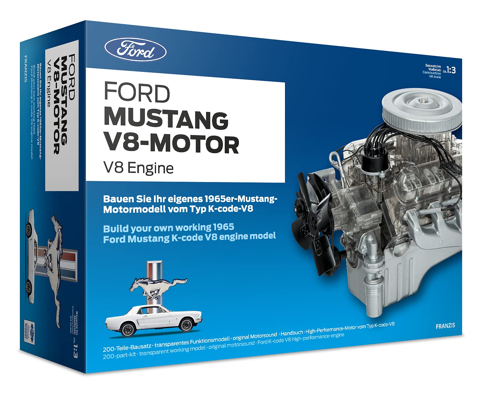 Franzis 67500 Ford Mustang V8 Model Engine Kit, 327 x 146 x 447 millimeters, All components included
