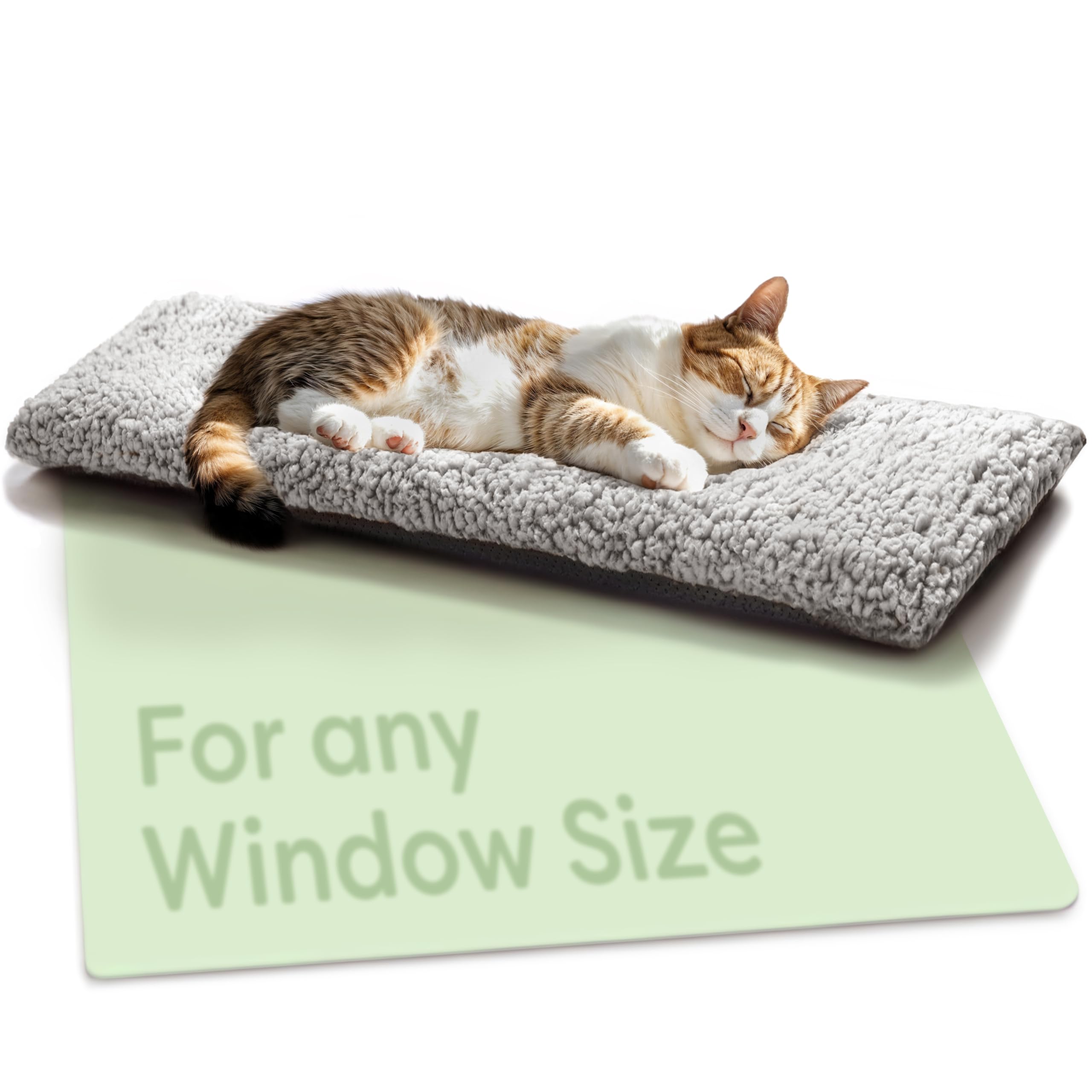 Knupis Cat Windowsill Mat 90 x 28 cm Gray - Sill Non-Slip - Self-Warming Cat Window Bed - Soft & Cuddly - Washable Cover