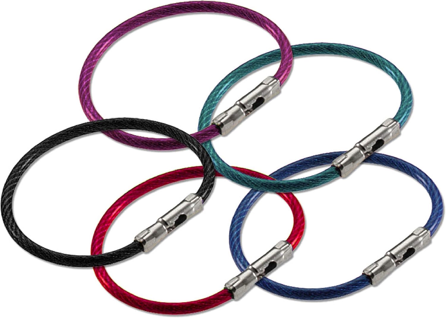 Lucky Line 5" Flex-O-Loc Cable Key Ring, Galvanized Steel, Corrosion-Resistant, Assorted Colors, 5 Pack (7110005) : Office Products