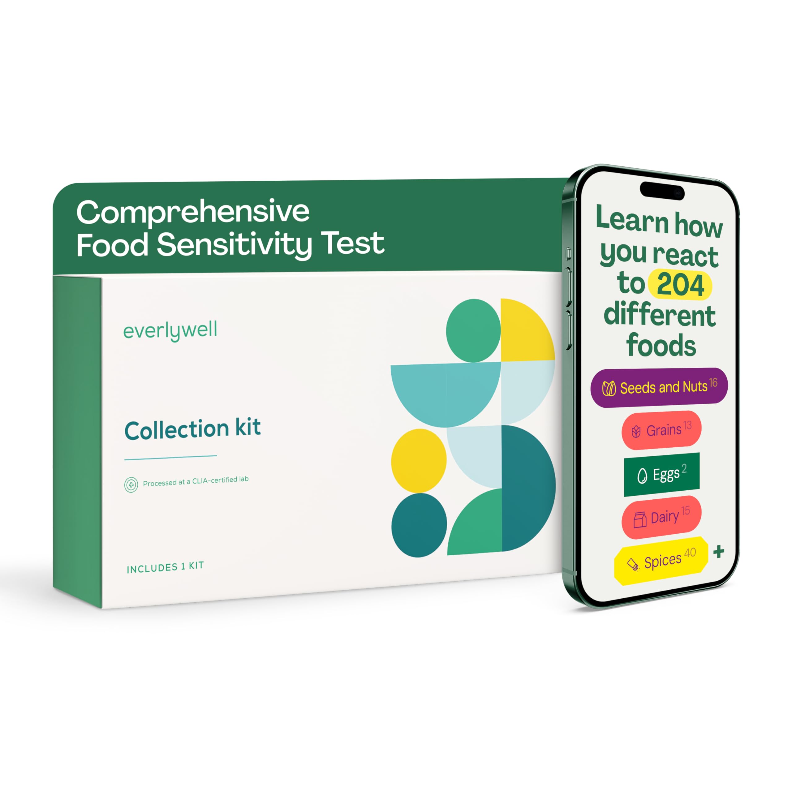 Photo 1 of Everlywell Food Sensitivity Comprehensive Test - Learn How Your Body Responds to 204 Different Foods - at-Home Collection Kit - CLIA-Certified Labs - Ages 18 Plus