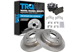 TRQ Rear Brake Pad & Rotor Kit Brake Pads Brake Rotor Semi-Metallic Compatible with 2010-2018 Acura RDX 2005-2016 Honda CR-V