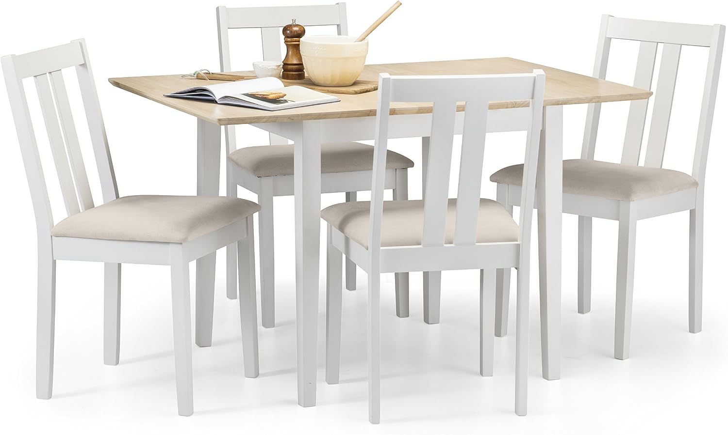 Julian Bowen Rufford Dining Table - Ivory / Natural Tables, Height: 75, Width: 80, Depth: 80cm - Image 4