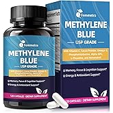 USP Pharmaceutical Grade Methylene Blue Capsules, Blue Methylene with Resveratrol, Brain Supplement for Humans, Memory, Focus & Cognitive Support, 120 Capsules