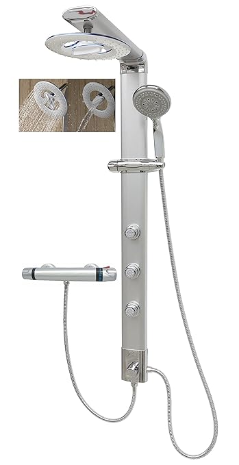 Duschsystem mit Regendusche Wasserfall Thermostat Duschpaneel Brausepaneel Duschsäule Duscharmatur Massagedüsen Eck & Wandmon