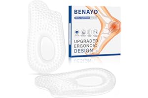 BENAYO 2Pairs Plantar Fasciitis Heel Cups Inserts,Heel Cushions for Plantar Fasciitis,Heel Pain,Shock Absorption Orthotic Inserts for Relieves Foot Pressure.