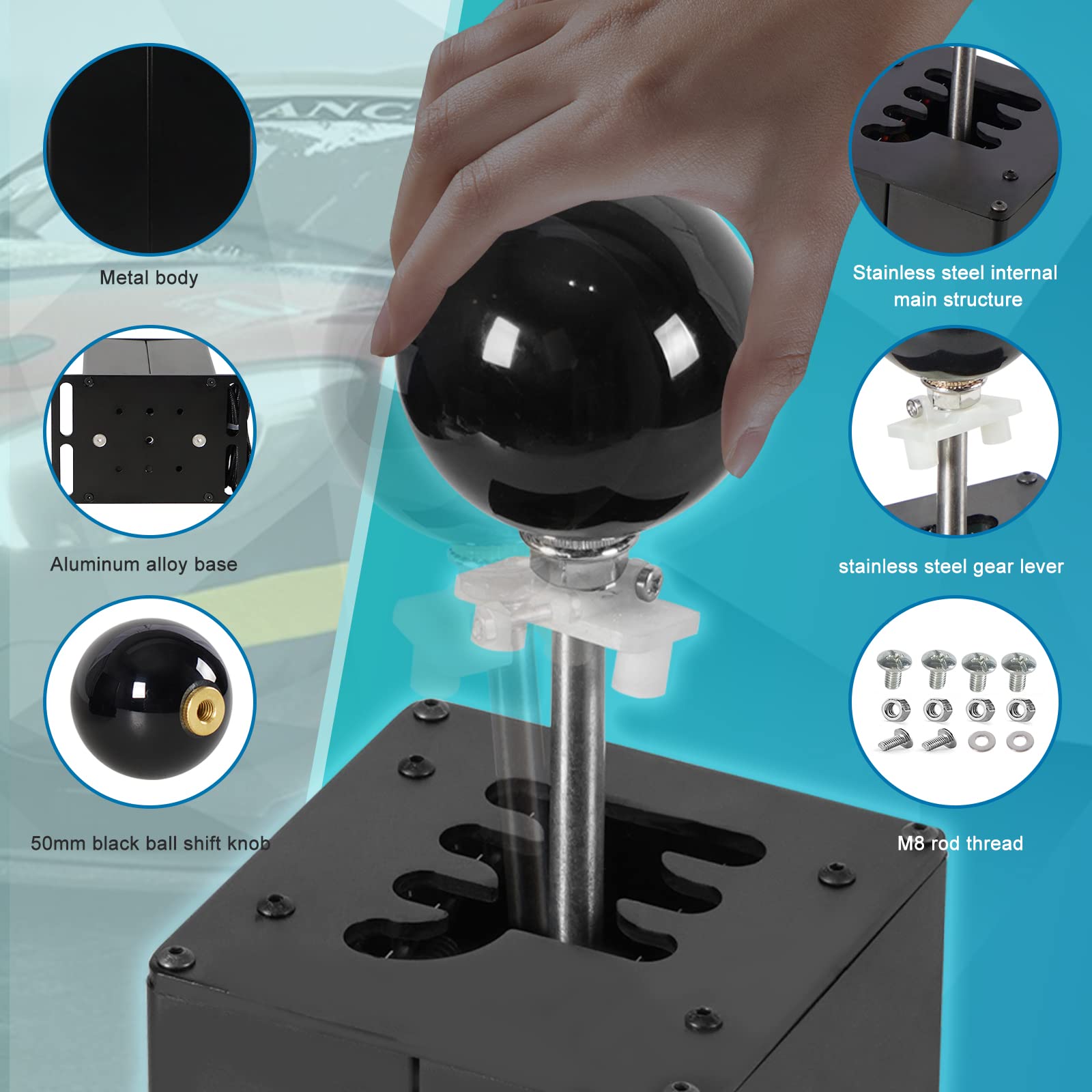 Dexepe PC USB Simulator Shifter Freno de mano de 64 bits con abrazadera en forma de L Kit de palanca compatible con ATS ETS Dust WRC Sim Racing Games Compatible con G29 G27 G25 G920 T300RS/GT Volante secuencial H