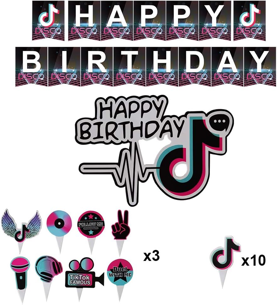 1 Tik Tok Cake Topper Tik Tok Birthday Party Supplies 1 Tik Tok Birthday Banner 34