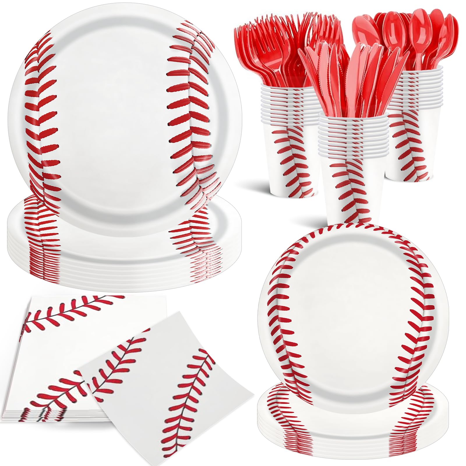 Photo 1 of 140 Pcs Baseball Party Supplies Bundle Paper Plates Napkins Baseball Themed Birthday Party Supplies Decorations Baseball Favors For Girls Serves 20 Guests