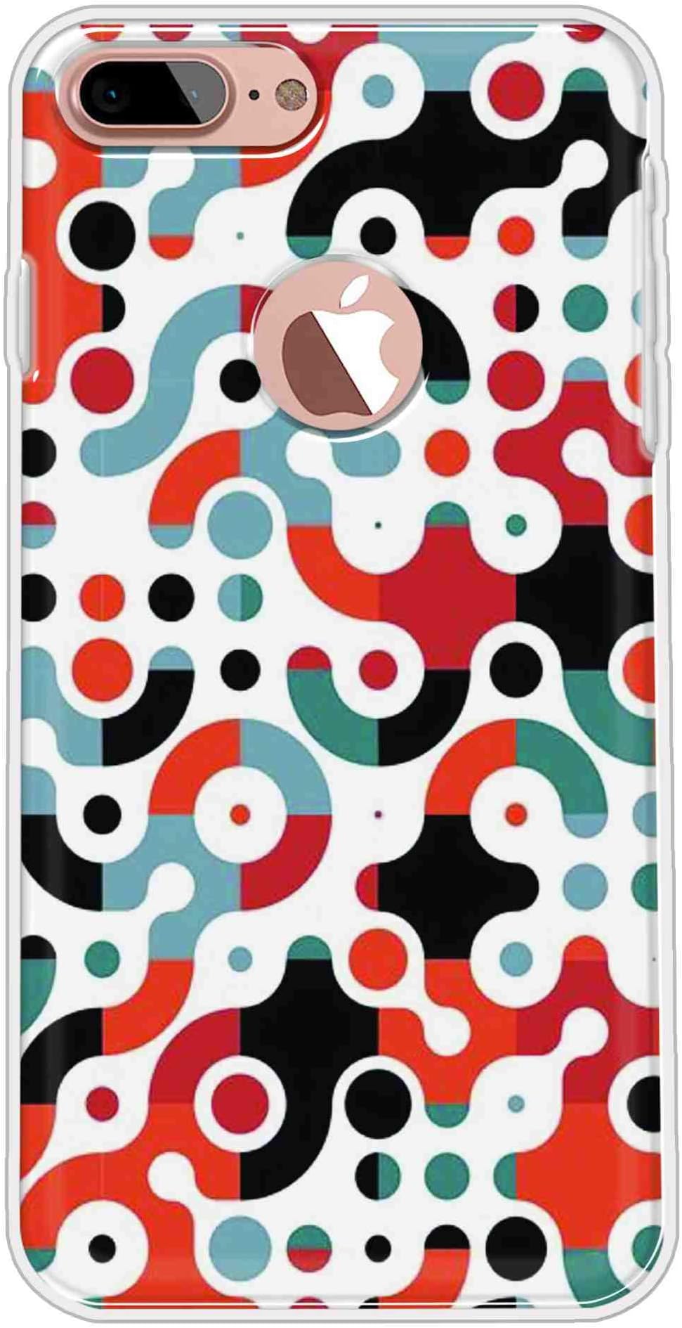 Vibey - Soft TPU Abstract - Printed Back Cover Case Compatible for Apple iPhone 7 Plus. One Tempered Glass Free