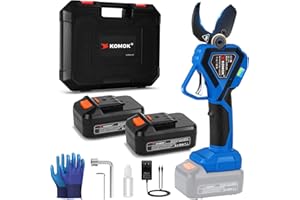 KOMOK Electric Pruning Shears, Professional Cordless Electric Pruner, Battery Powered Tree Branch Cutter with 2pcs 2Ah Battery, 1.26 Inch Cutting Diameter, up to 10 Working Hours