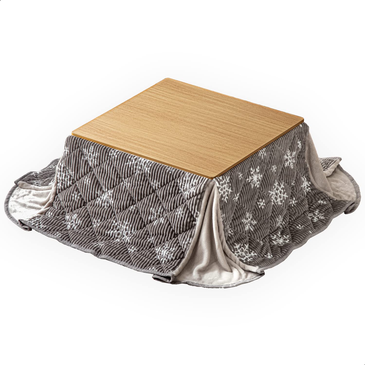 タンスのゲン こたつ 2点セット 正方形 一人用 【 こたつ本体 + コーデュロイ掛布団 】 69×69cm 木目 リバーシブル天板 省スペース 洗える スノーグレー 68140011 (74566)商品画像
