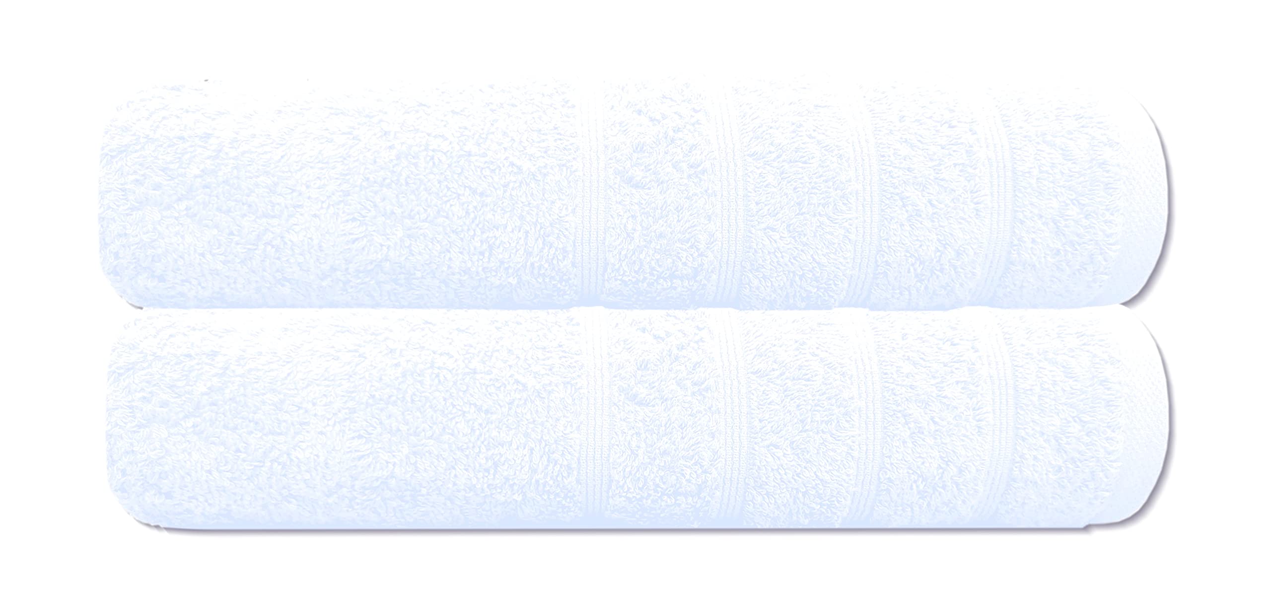 Bath Towels Set Premium Quality Ring Spun Soft Cotton Hotel Quality 70 x 130cm Quick Dry Highly Absorbent Large Bathroom Towels (White, 2)