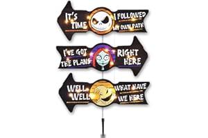 KGNN Lighted Jack Sally Yard Signs, Scary Halloween Decor Christmas Nightmare Halloween Decorations Outdoor Before Party Lawn Cute Garden Yard Stakes Outside Arrow Decorations Clearance