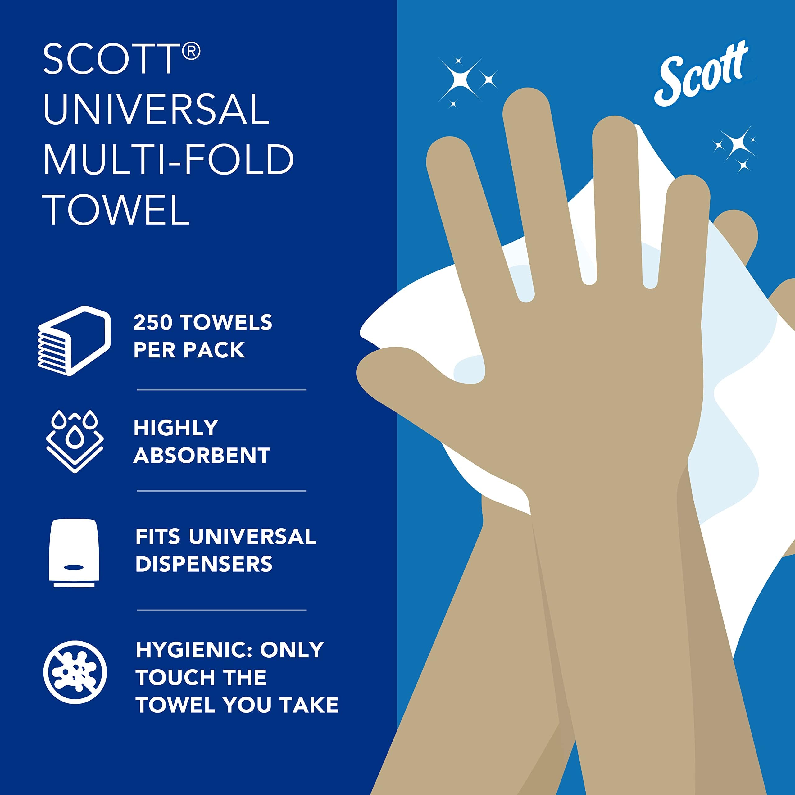 Scott® Multifold Paper Towels (01840) – White, 250 Sheets/Pack, 16 Packs/Carton (4000 Sheets Total)