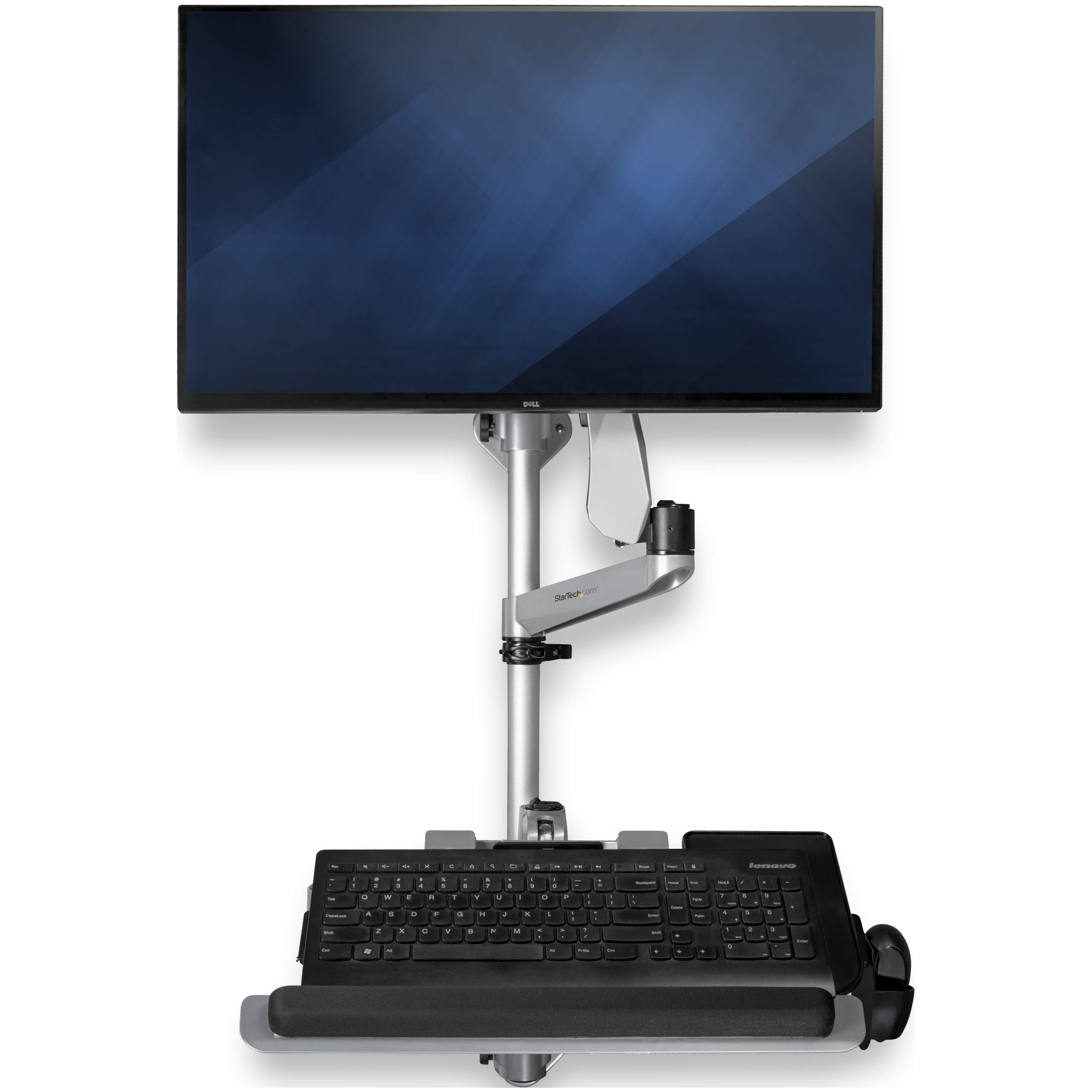 StarTech.com Wall Mount Workstation - Articulating Standing Desk w/ Ergonomic Height Adjustable Monitor Arm & Padded Keyboard Tray - 34" VESA Display - Foldable Wall Mounted Sit Stand (WALLSTSI1)