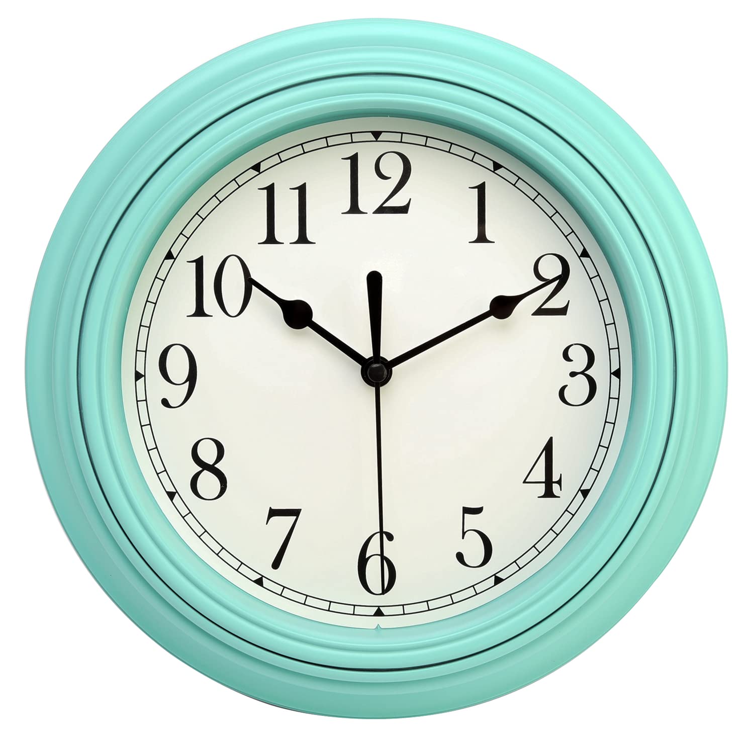 Topkey Silent Wall Clock Kitchen 9 Inch Retro Non-ticking Decorative Bedroom Office Wall Clock - Teal — image 1