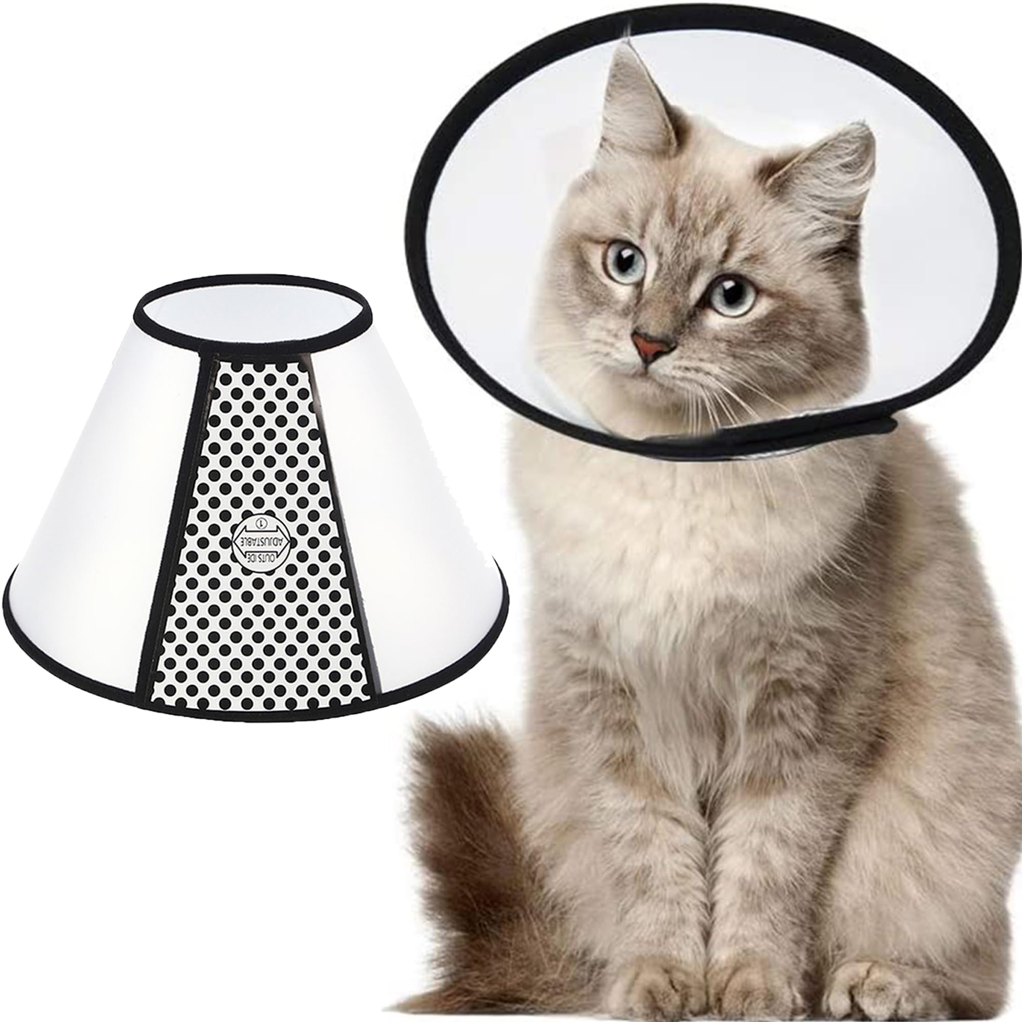 SUQ Pet Cone Recovery, Small Size Cone Adjustable Elizabeth Protective Collar, Anti-Bite Lick Safety Neck Cover, for after Surgery Wound Healing, Bathing, Trimming Nails (23-27cm)