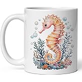 Seahorse Ceramic Coffee Mug 11oz Hippocampus MaleBrood - Tea Coffee Mug with Comfortable Grip - Unique Animal Gift Cup for Office or Home - Vibrant Long-Lasting Print ID44991