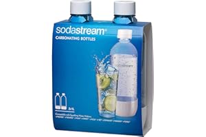 Sodastream 1l Carbonating Bottles- clear/white Rounds (Twin Pack)