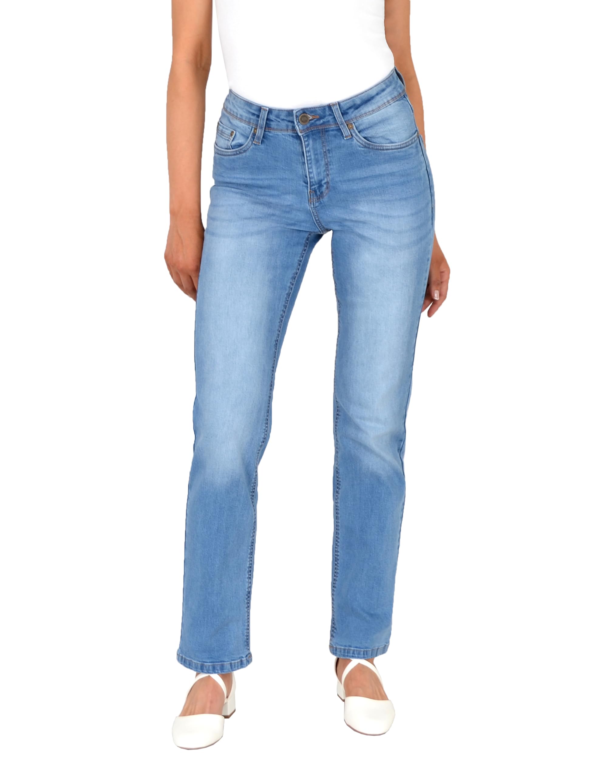 ESRA Jeans Damen Straight High Waist Stretch Jeanshose G200