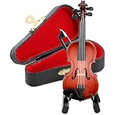 EASTROCK Wooden Miniature Violin, Complete with Case, Stand,Bow | Miniature Musical Instrument Model, Miniature Violin Figurine, Home and Music-themed Decoration, Musician's Gift.