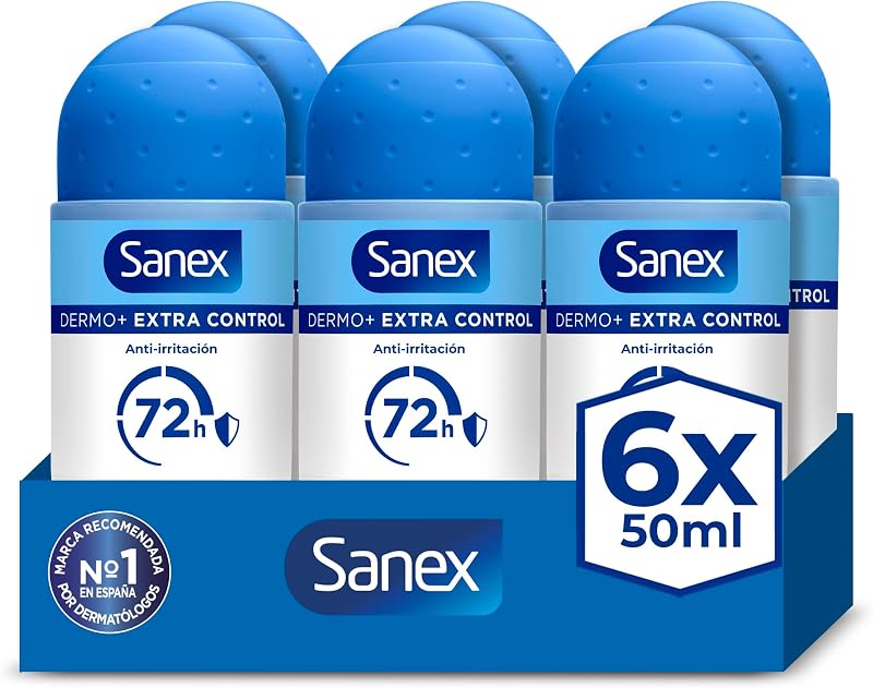 Dermo+ Desodorizante Extra Control Antitranspirante Roll-On 72 Horas 50ml – proteção eficaz contra o suor e mau odor – dermatologicamente testado – contém 0% de álcool*