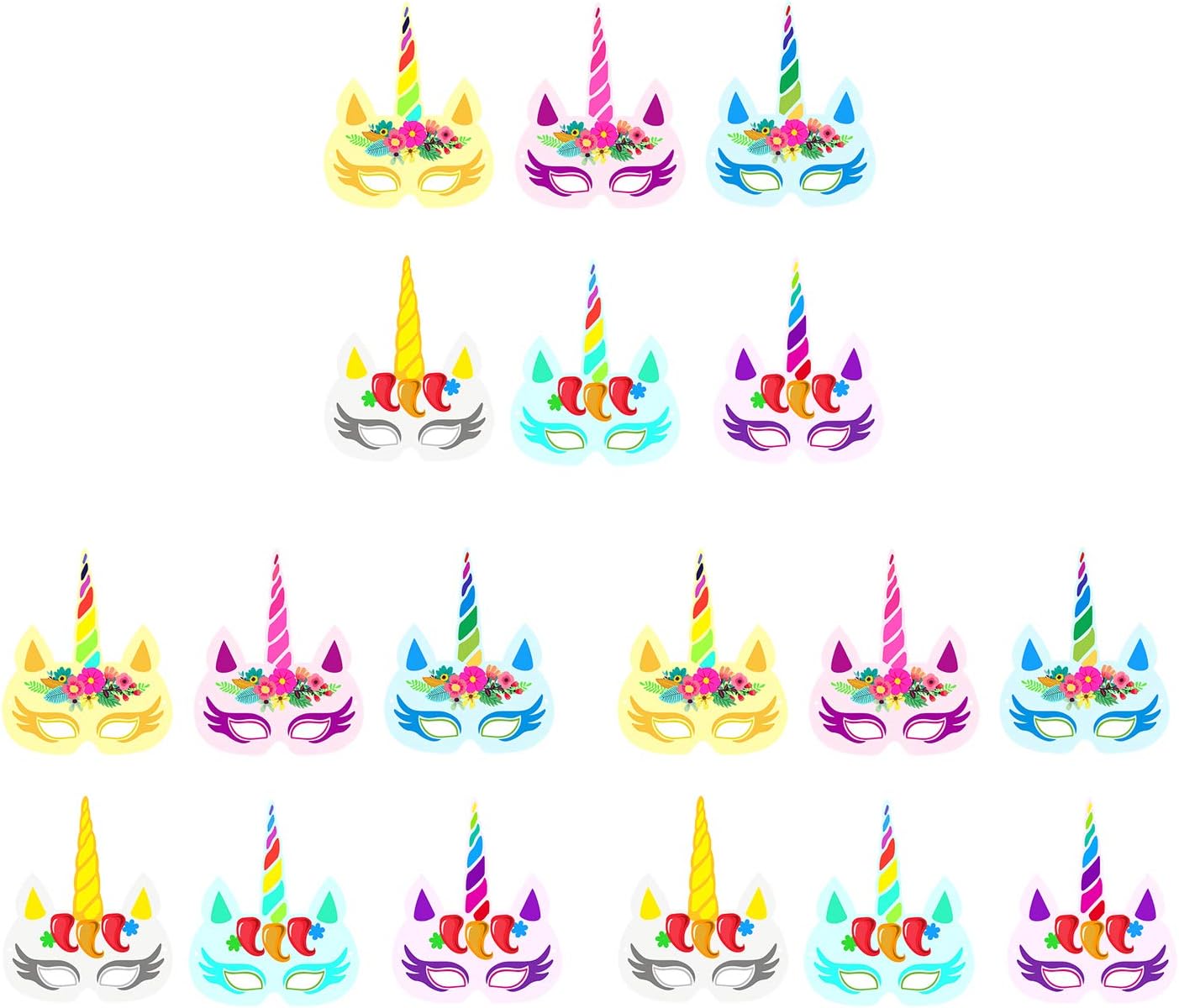 Unicorn Party Favors, Unicorn Paper Masks Kids Birthday -Set of 18 PCS
