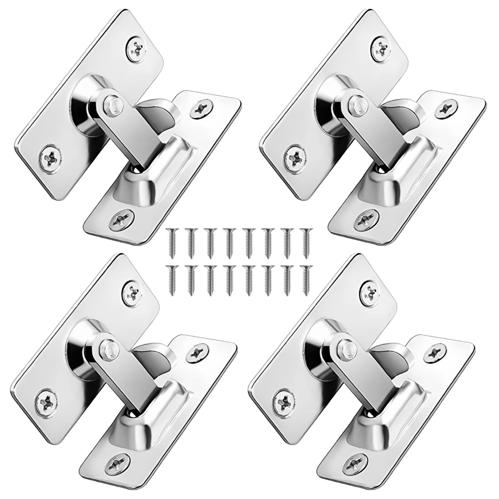 90 Degree Right Angle Door Lock, 4 Pcs Internal Door Latch Locks for Bedroom Door, Bathroom Door | Stainless Steel Bolt Lock, Toilet Door Lock - 4.4x1.9cm