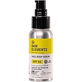 Raw Elements Face + Body Serum SPF 50 All-Natural Mineral Sunscreen - Reef Safe, Water Resistant, Broad Spectrum UVA/UVB Protection, Safe For All Ages, Travel Size 2oz