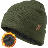 FURTALK Mens Winter Fleece Lined Knit Cuffed Beanie | Double Layered, Fits 55-60cm Head, Chunky Knit, for Running, Cycling, Walking, Daily Use